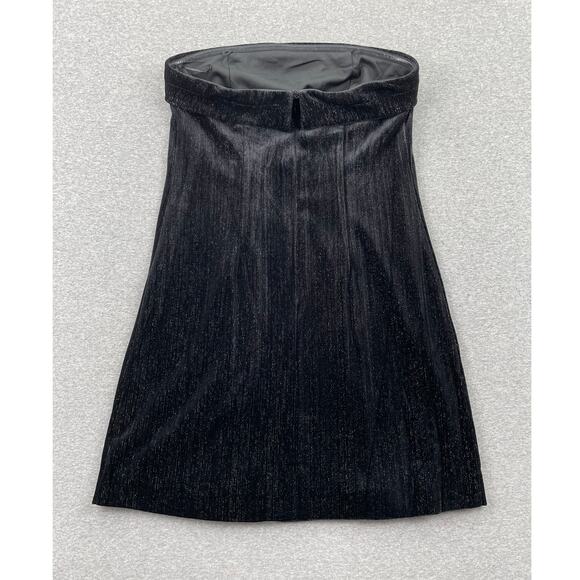 Urban Social Velvet Strapless Mini Dress Womens S Black Shimmer Whimsigoth - Picture 2 of 12